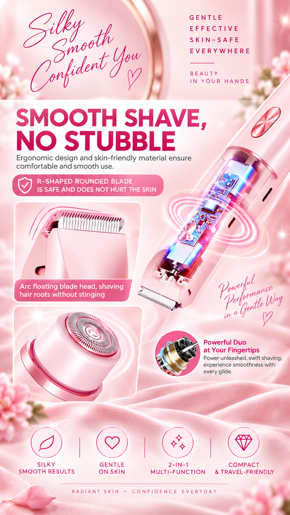 Women’s Electric Shaver – Rechargeable 2-in-1 Trimmer