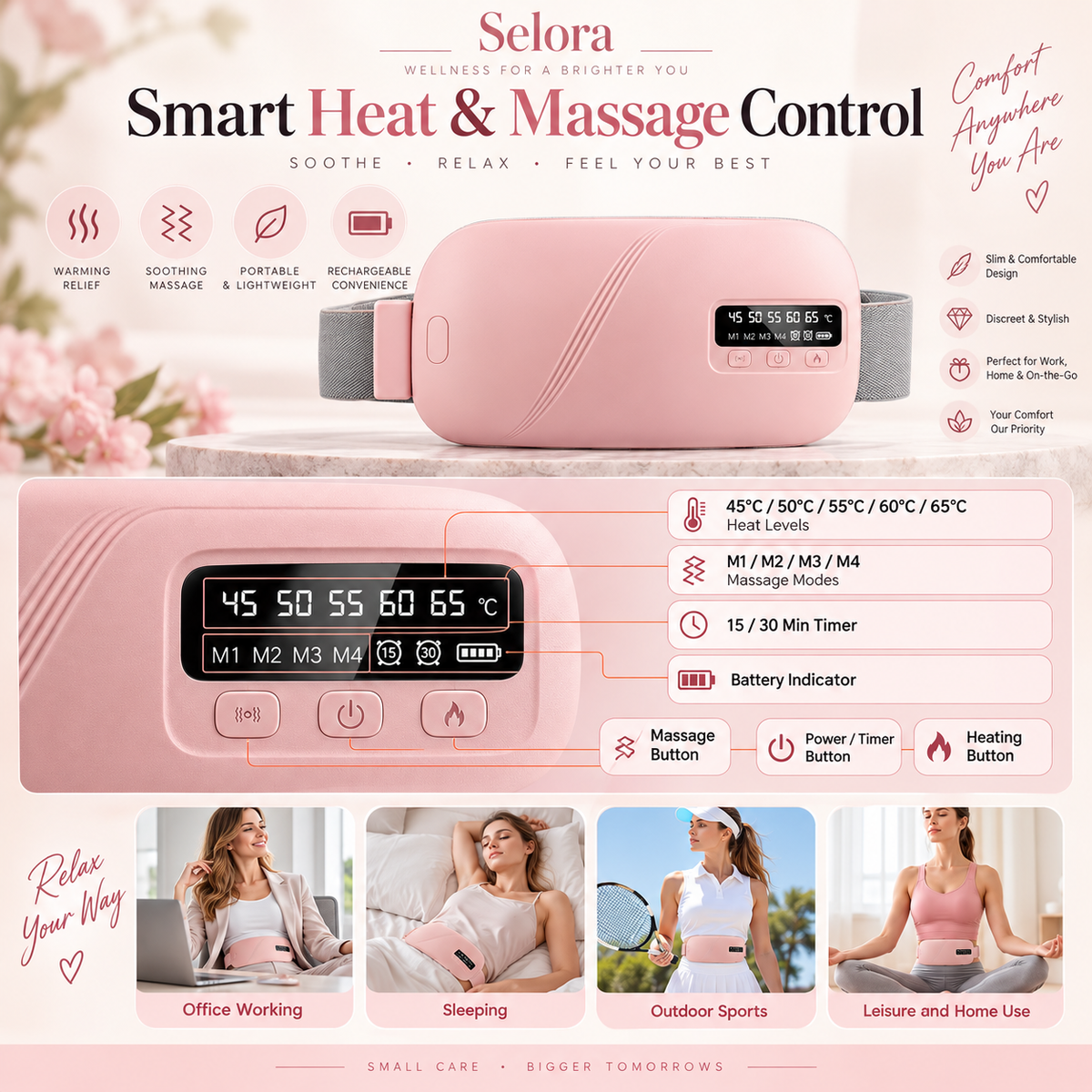 Selora Menstrual Heating Pad & Massage Belt