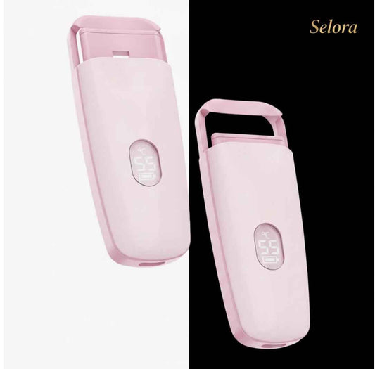 Selora Heated Eyelash Curler in pink with digital temperature display